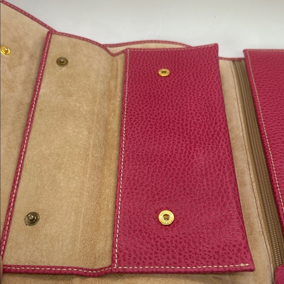 Gigliodoro Vintage Fuchsia Pink Pebbled Leather Bifold Wallet Clutch Purse 👛👛 - Picture 6 of 10